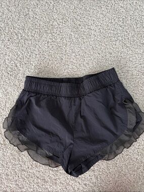 FP Movement by Free People Black Ruffle-Trim Sleep Shorts